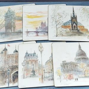 Vintage Lady Clare London Scene Watercolor Placemats